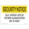 Signmission OSHA Security Sign, 10" Height, 14" Width, Hand-Held Items Searched By X-Ray, Landscape OS-SN-D-1014-L-11549 - alternate 1